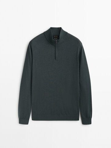 100% merino wool sweater with mock neck