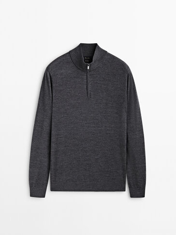 100% merino wool sweater with mock neck