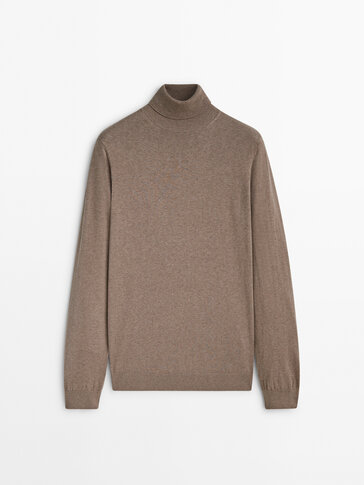 Cotton blend high neck sweater