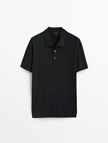 Short sleeve cotton polo sweater