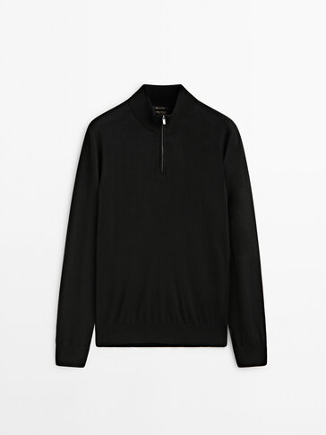 Wool blend mock neck sweater