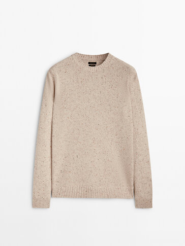 Flecked crew neck knit sweater