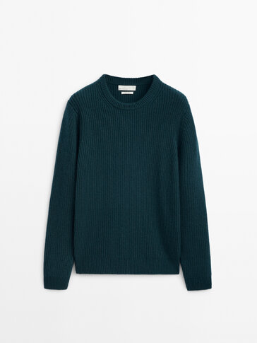 Purl-knit cotton and wool blend sweater
