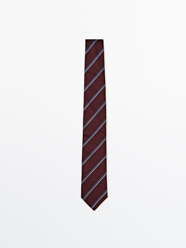 棉和丝混纺条纹领带