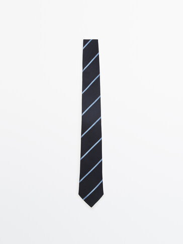 棉和丝混纺条纹领带