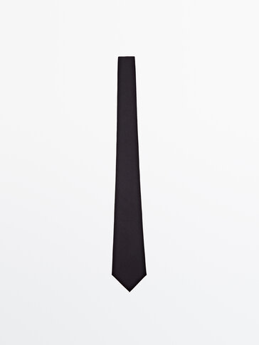 Plain wool blend tie