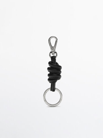 Leather keyring with knot detail