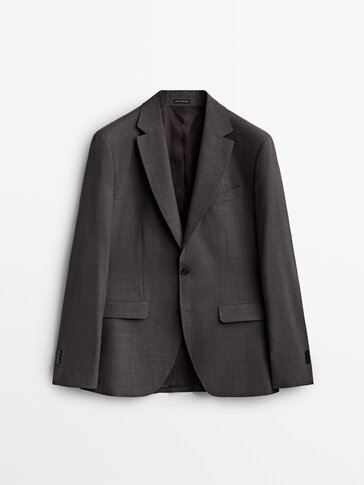 Grey bi-stretch wool suit blazer