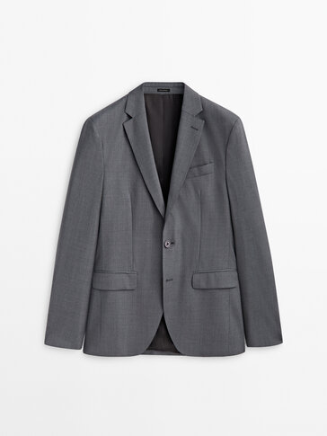 Grey fil-à-fil wool suit blazer