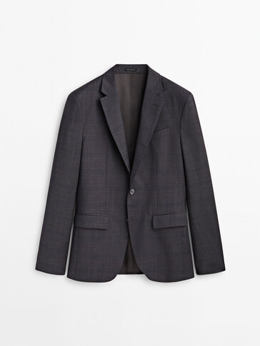 Check super 120's wool suit blazer