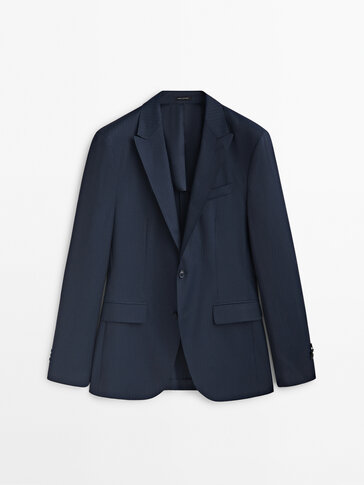 Pinstripe super 120's wool suit blazer