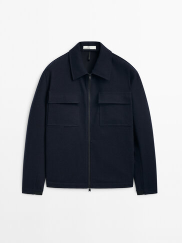 Wool blend overshirt with elastic detail