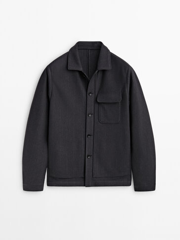 羊毛混纺条纹衬衫式外套 - Limited Edition