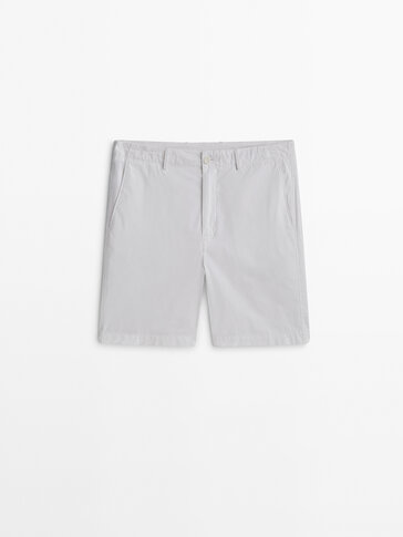 Cotton micro-twill Bermuda shorts