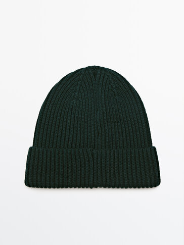 Ribbed wool and cashmere blend beanie