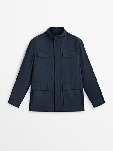 Hooded technical jacket with zip