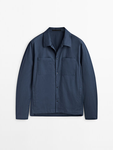 Cotton overshirt with snap buttons -Studio