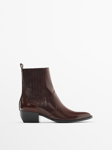 Leather cowboy-style Chelsea boots