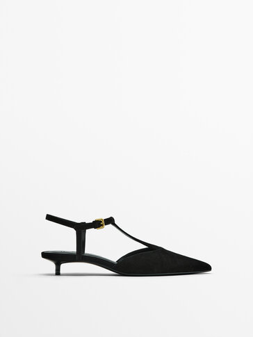 Suede slingback high-heel shoes