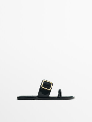 WIDE STRAP SANDALS WITH BUCKLE