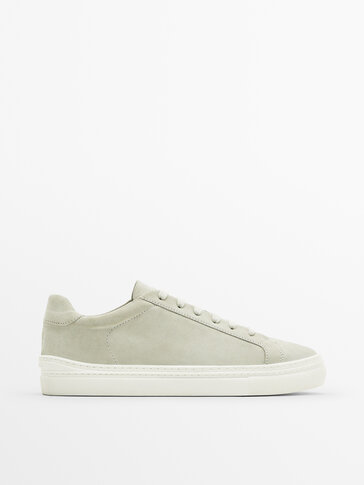 Split suede leather trainers