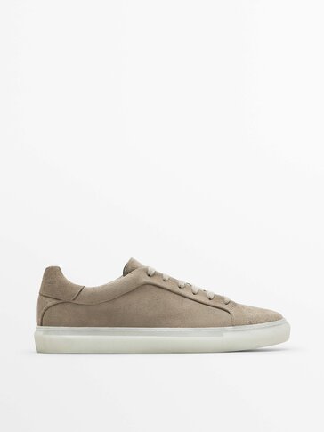 Split suede leather trainers