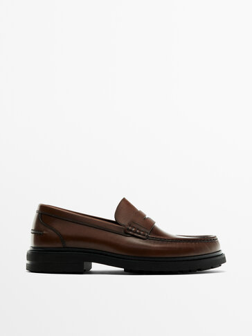 Brown nappa loafers