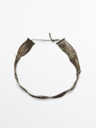 Mini chain cascade choker necklace