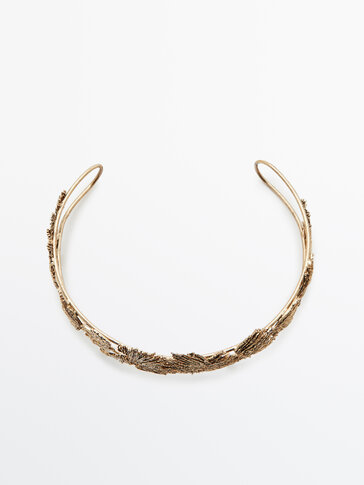 Special textured gold-plated choker necklace