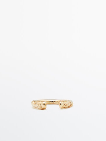 Gold-plated textured open ring