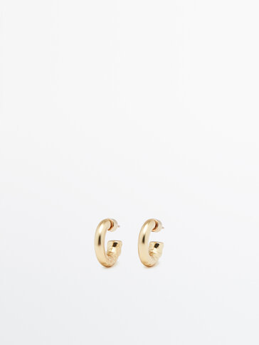 Small textured gold-plated hoop earrings