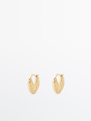 Small gold-plated textured earrings