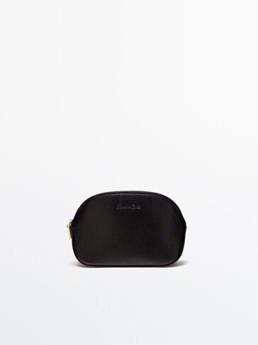 Nappa leather toiletry bag with zip