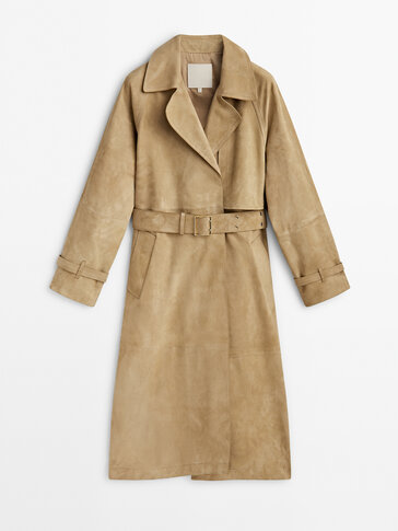 Suede trench jacket
