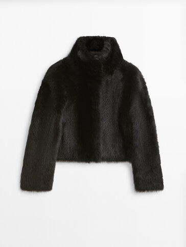 Black leather mouton jacket