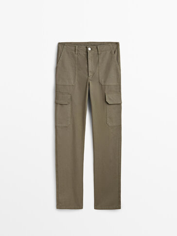 Cotton blend cargo trousers