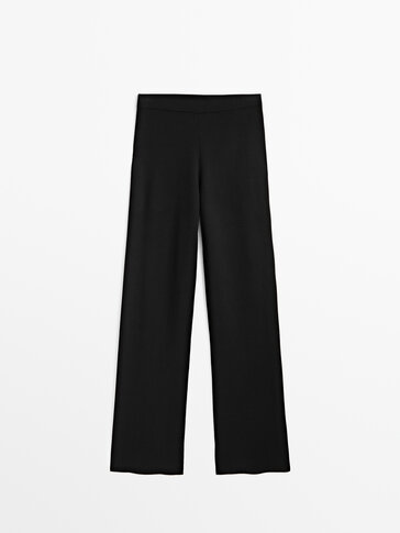 Straight black knit trousers