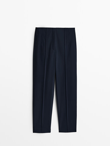 Slim fit technical trousers with topstitching