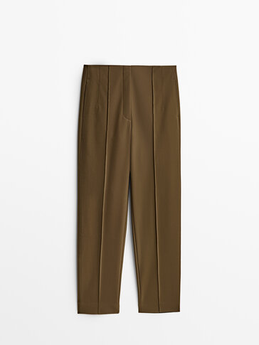 Slim fit technical trousers with topstitching