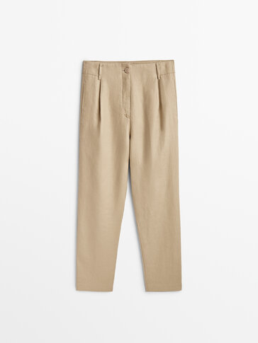 100% linen darted trousers