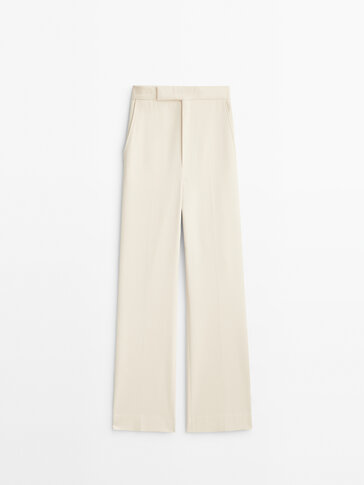 Textured kick flare trousers