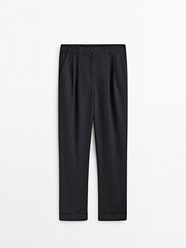 Linen blend darted trousers