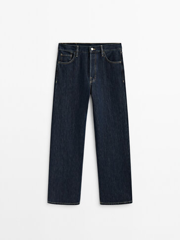 Straight-fit high-waist jeans