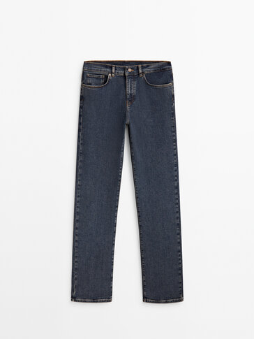 High-waist straight cut stretch jeans