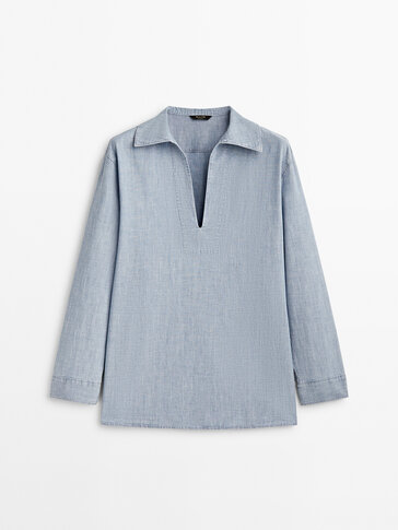 Cotton denim tunic shirt