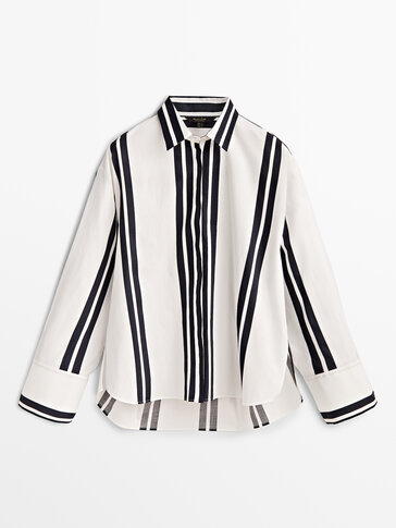 Cotton shirt with double stripe