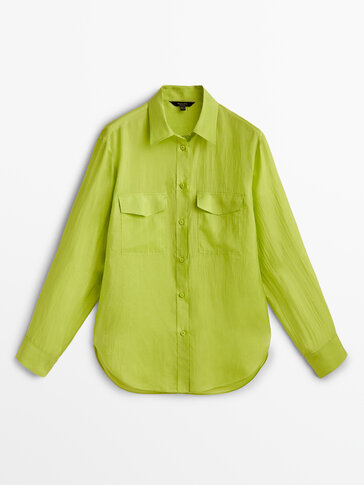 Silk shirt with pockets