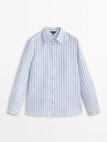 100% linen striped shirt