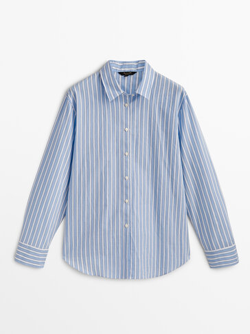 Cotton blend shirt with double stripe