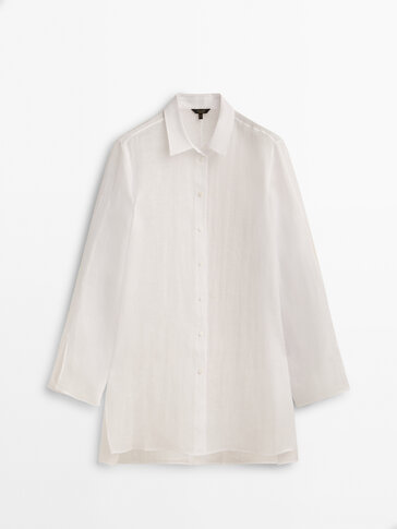 Oversize linen blouse with vents
